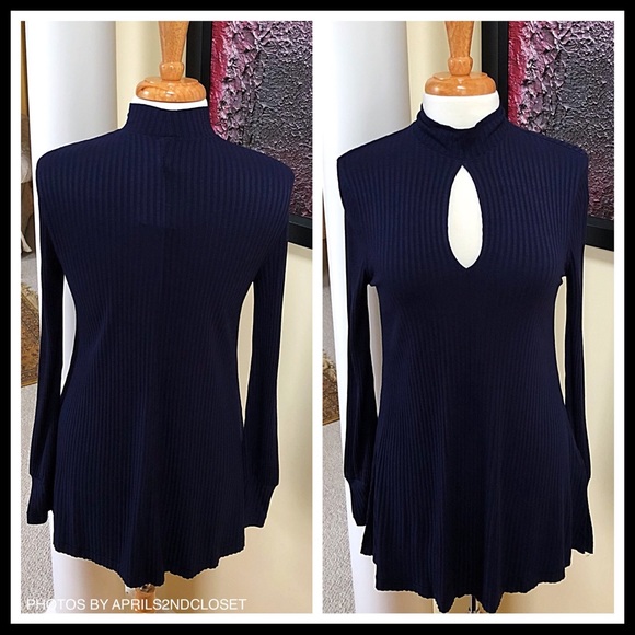 FREE PEOPLE RIBBED TUNIC MOCK NECK PULLOVER TOP - Picture 3 of 8